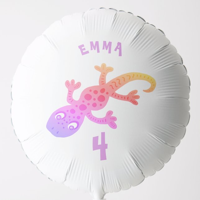 Cute Rainbow Gecko Lizard Birthday Party Balloon (Front)