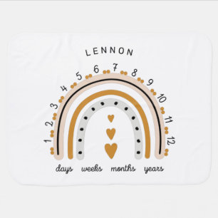 Cute Rainbow Gender Neutral Milestone  Baby Blanket