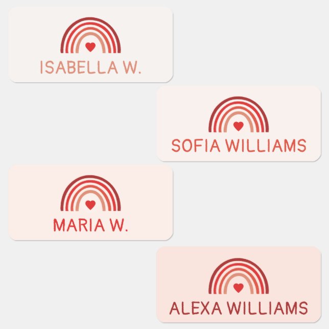 Cute Rainbow Girls Personalized Name Clothing Kids' Labels (Group)