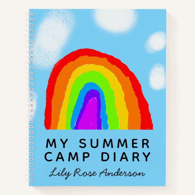 Cute Rainbow Girl's Summer Camp Diary Notebook (Front)