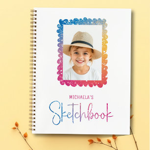 Cute Rainbow Glitter Girl Photo Frame Notebook