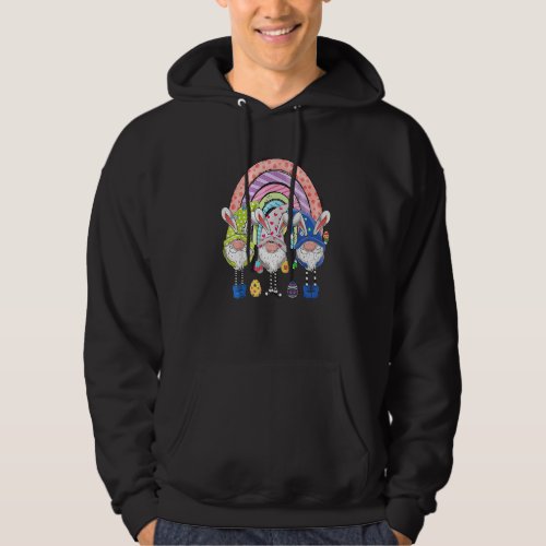 Cute Rainbow Gnome Easter Day Bunny Egg Spring Wom Hoodie