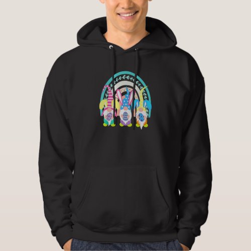 Cute Rainbow Gnome Easter Day Bunny Egg Spring Wom Hoodie