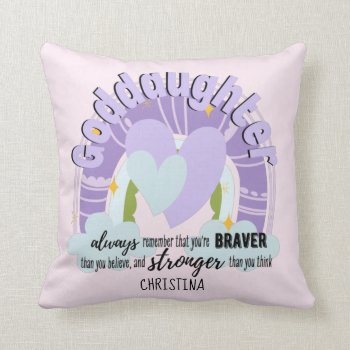 Cute Rainbow GODDAUGHTER Motivational Quote Throw  Throw Pillow