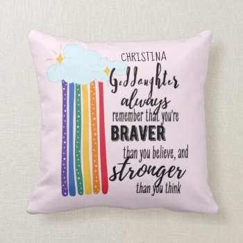 Cute Rainbow GODDAUGHTER Motivational Quote Throw  Throw Pillow