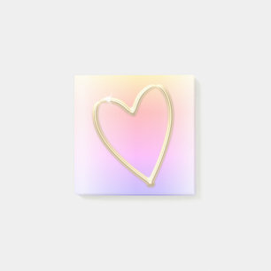 Cute Rainbow Gold Love Heart Post-it Notes