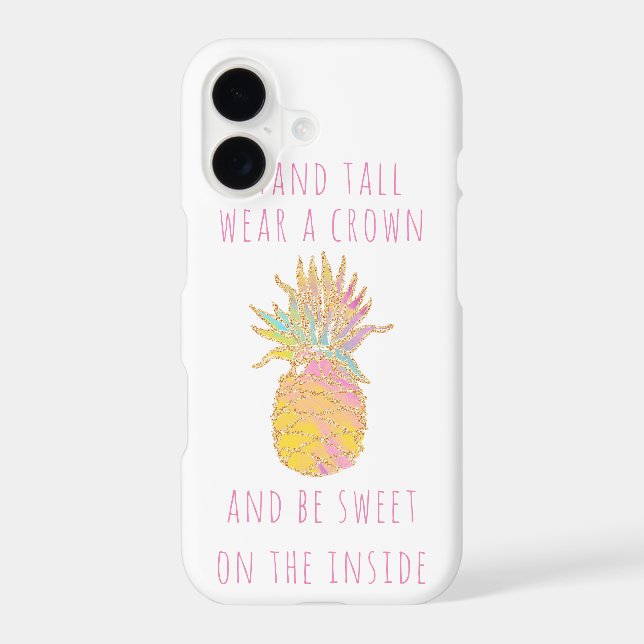 Cute Rainbow & Gold Pineapple Be a Pineapple Iphone Case (Back)