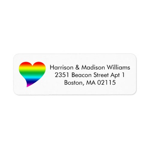 Cute rainbow gradient pride heart Return Address Label