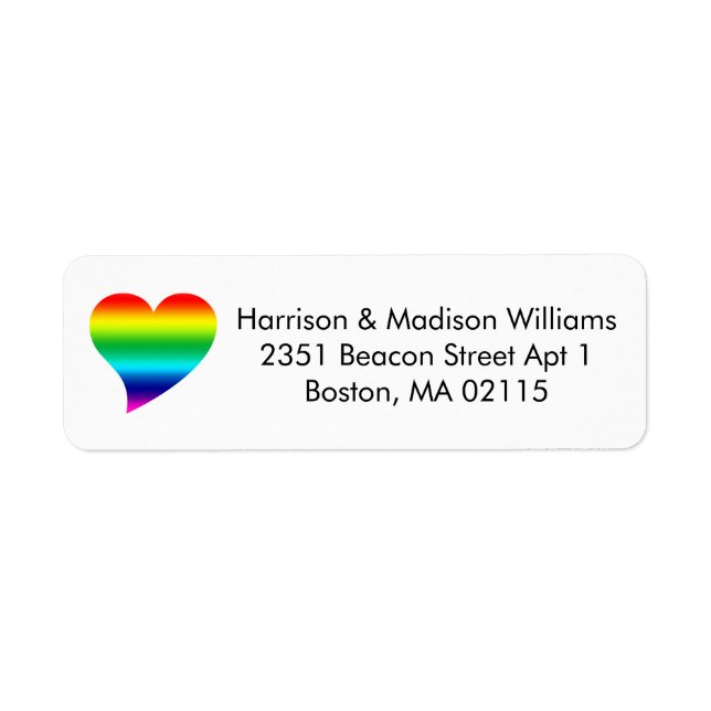 Cute rainbow gradient pride heart Return Address Label (Front)