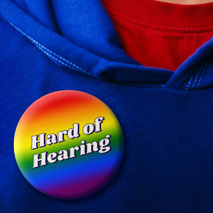 Cute Rainbow Gradient Typography Hard of Hearing Button