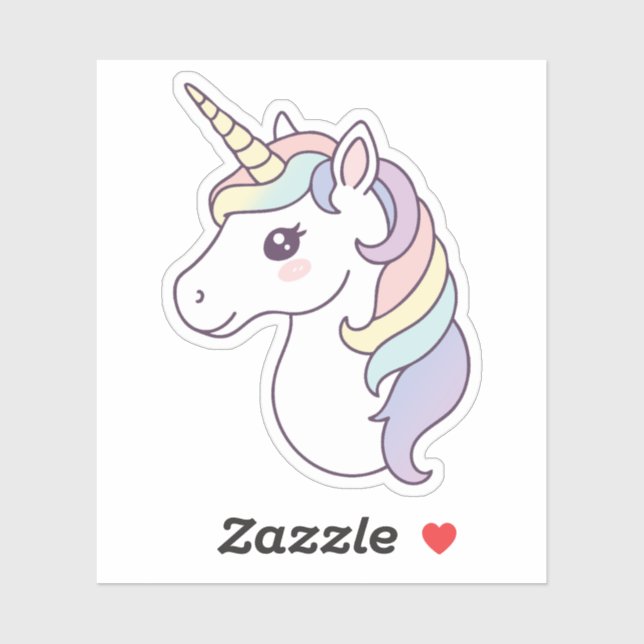Cute Rainbow Gradient Unicorn Sticker (Sheet)