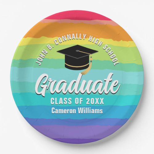 Cute Rainbow Graduate 2024 LGBTQ Graduation Party Paper Plates