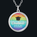 Cute Rainbow Graduate Custom 2023 LGBTQ Graduation Silver Plated Necklace<br><div class="desc">This cute rainbow custom senior graduate necklace features your high school or college name for the class of 2023. Customize with your graduating year under the chic handwritten script and black grad cap for a great personalized graduation keepsake gift for an LGBTQ friend who loves colorful presents.</div>
