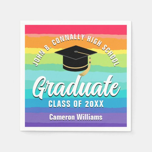 Cute Rainbow Graduate LGBTQ Graduation Party Napkins