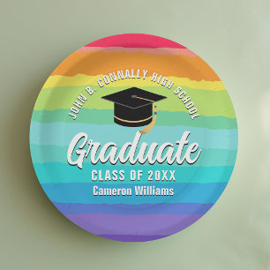 Cute Rainbow Graduate LGBTQ Graduation Party Paper Plates