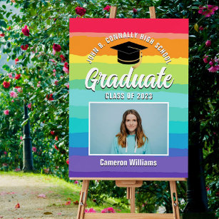 Cute Rainbow Graduate Photo LGBTQ Graduation Party Foam Board