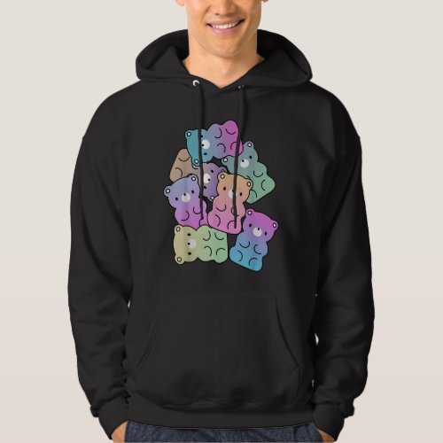 Cute Rainbow Gummy Bear Design Kawaii Aesthetic Te Hoodie