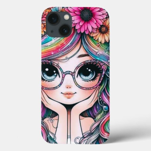 Cute Rainbow Hair Chibi Girl  Phone Case