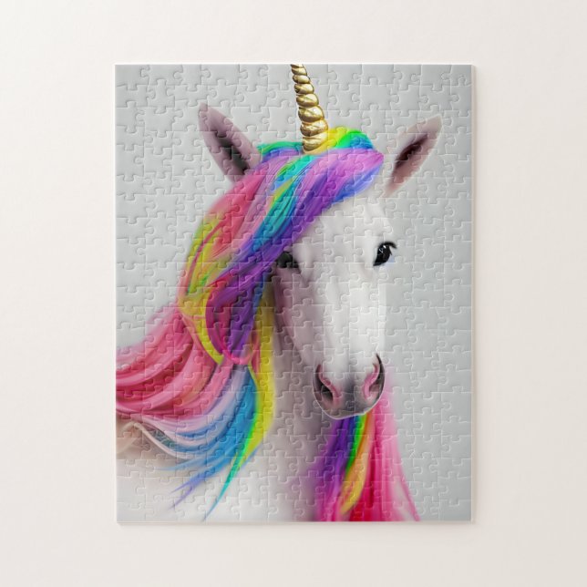 Cute Rainbow Hair Unicorn Jigsaw Puzzle (Vertical)