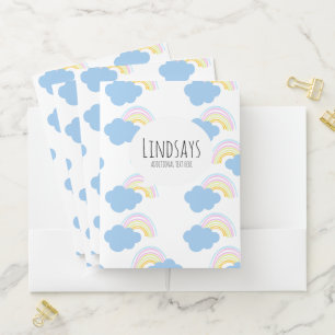 Cute Rainbow Hand Drawn Ray Pocket Folder