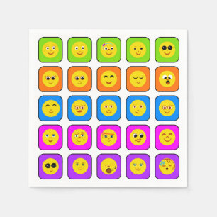 Cute Rainbow Happy Face Emoticons Pattern Paper Napkins