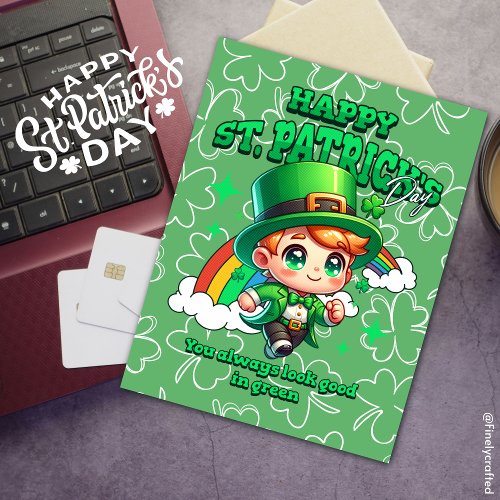 Cute Rainbow Happy St Patricks Day Celtic  Holiday Postcard
