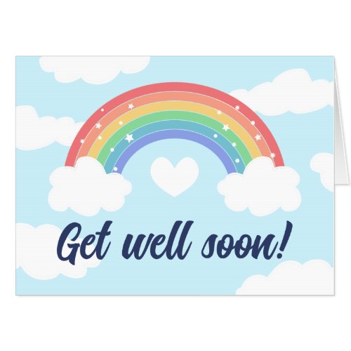 Cute Rainbow  Heart Get Well Soon Big Card