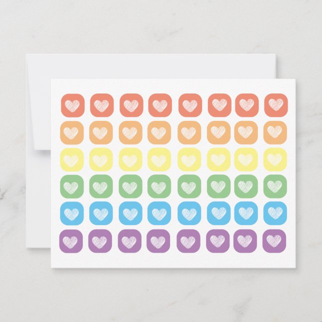Cute Rainbow Heart Grid Your Name  Note Card (Front)