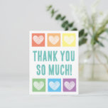Cute Rainbow Heart Grid Your Name Thank You  Note Card