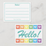 Cute Rainbow Heart Hello Lined Mini Note Card