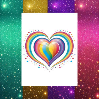 Cute Rainbow Heart, LGBTQ, Postcrossing Postcard