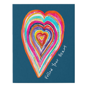Cute rainbow heart love boho faux canvas print