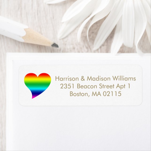 Cute rainbow heart pride custom Return Address Label (Insitu)