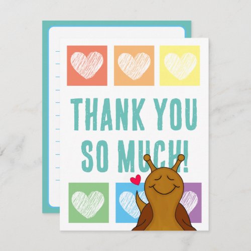 Cute Rainbow Heart Snail Thank You Note Card