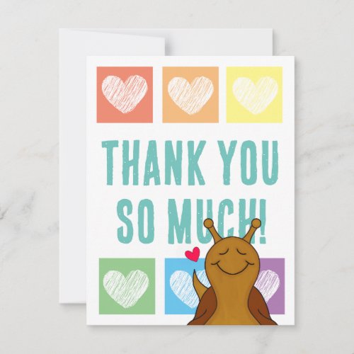 Cute Rainbow Heart Snail Thank You Note Card