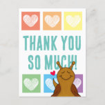Cute Rainbow Heart Snail Thank You  Postcard