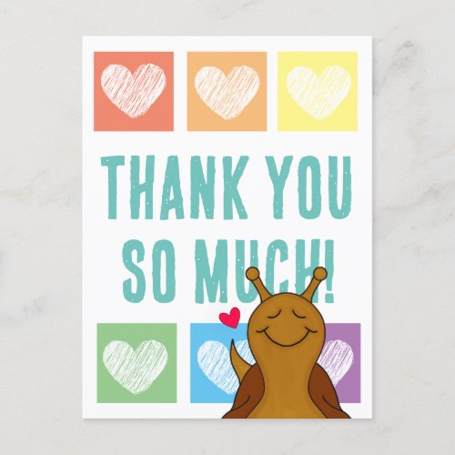 Cute Rainbow Heart Snail Thank You  Postcard