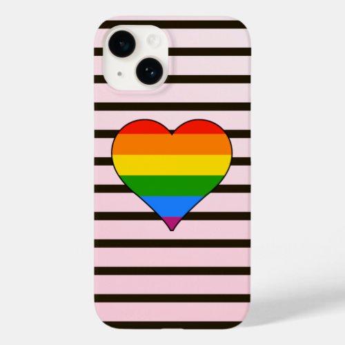 Cute Rainbow Heart with Black Stripes Custom Case