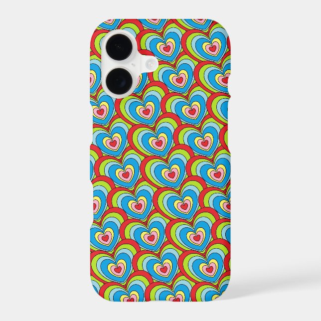 Cute Rainbow Hearts All Over Pattern Fun Iphone Case (Back)