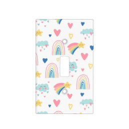 Cute Rainbow Hearts &amp; Clouds Pattern Light Switch Cover