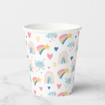 Cute Rainbow Hearts &amp; Clouds Pattern Paper Cups