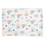 Cute Rainbow Hearts &amp; Clouds Pattern Pillow Case