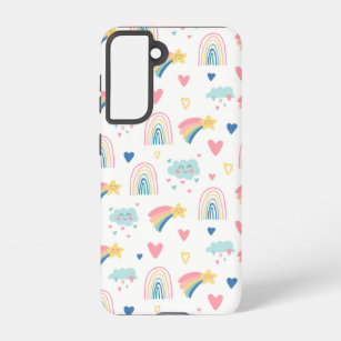 Cute Rainbow Hearts & Clouds Pattern Samsung Galaxy S21 Case