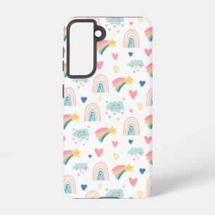 Cute Rainbow Hearts & Clouds Pattern Samsung Galaxy S21 Case