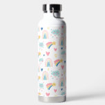 Cute Rainbow Hearts &amp; Clouds Pattern Water Bottle