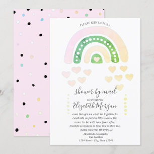 Cute Rainbow,Hearts,Dots,Baby Shower By Mail Invitation
