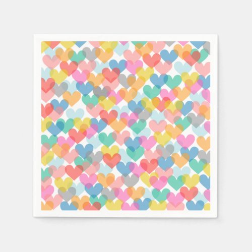 Cute Rainbow Hearts Paper Napkins