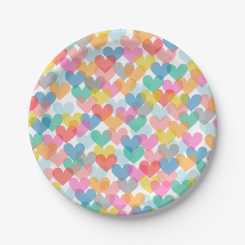 Cute Rainbow Hearts Paper Plates