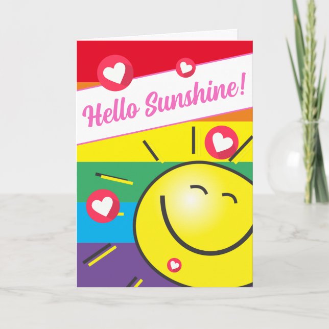Cute Rainbow Hello Sunshine Happy Birthday Card (Front)