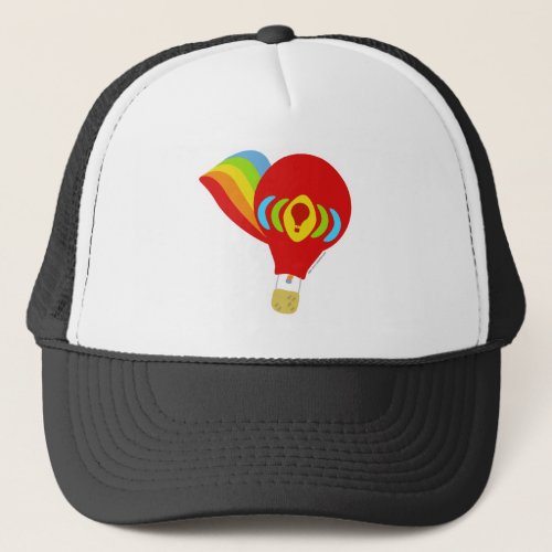 Cute Rainbow Hot Air Balloon Fun Cartoon Trucker Hat
